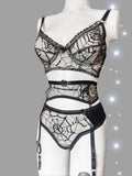Bra, Panty y Liguero Black Widow